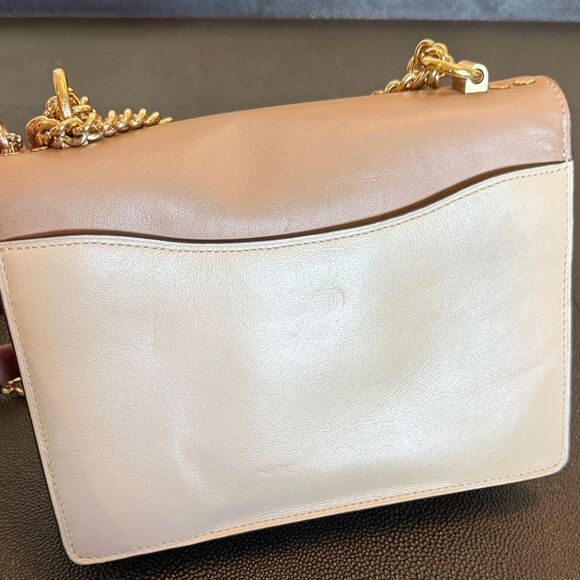 Coach Klare Blush Tan and Snakeskin Leather Crossbody Bag with chain - Picture 10 of 15